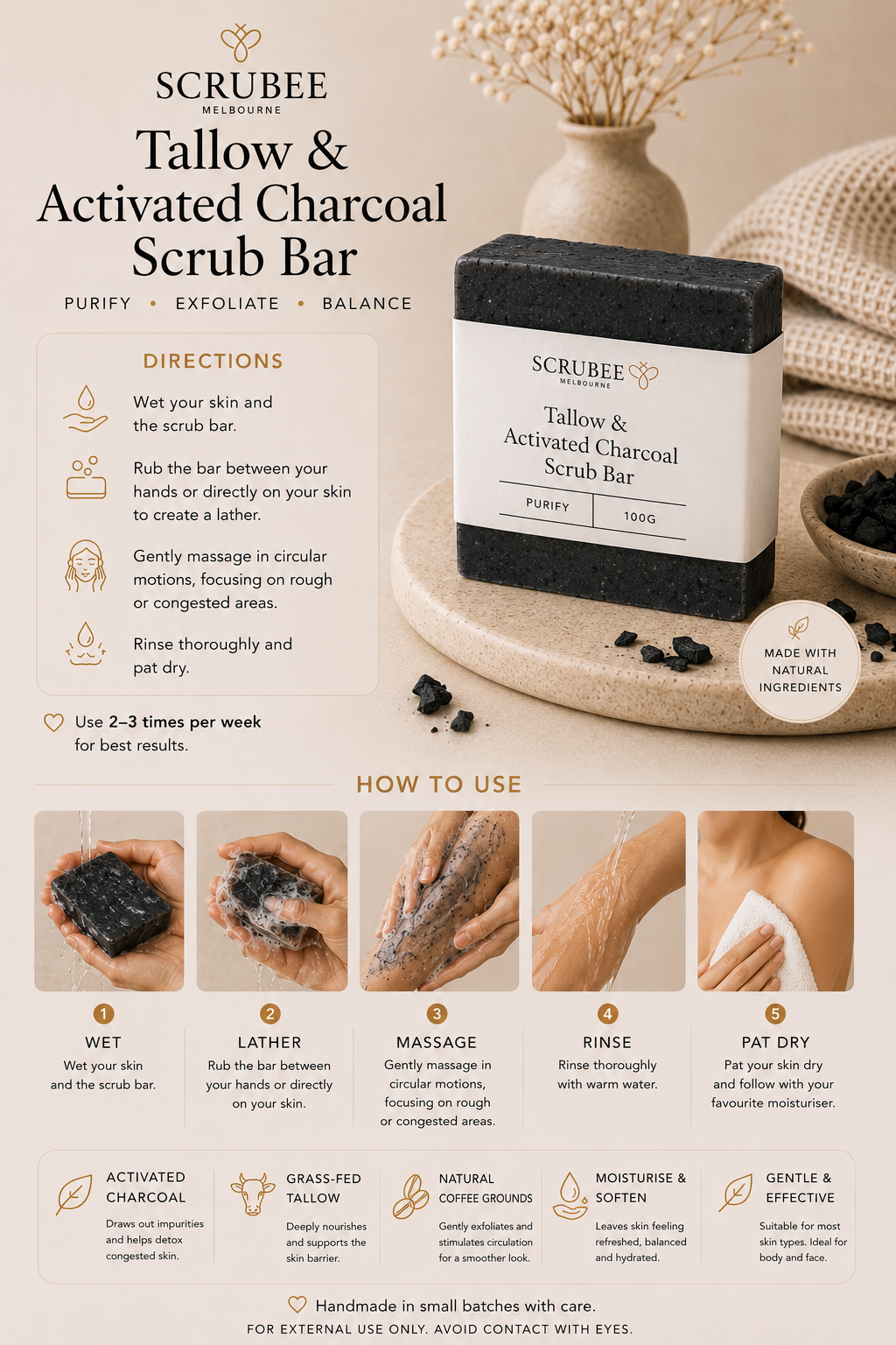 Tallow & Activated Charcoal Bar (120g)